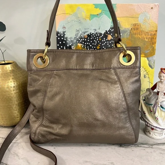 Coach Ashley Bronze Metallic Leather Hippie Shoulder Crossbody BUNDLE - Picture 3 of 12